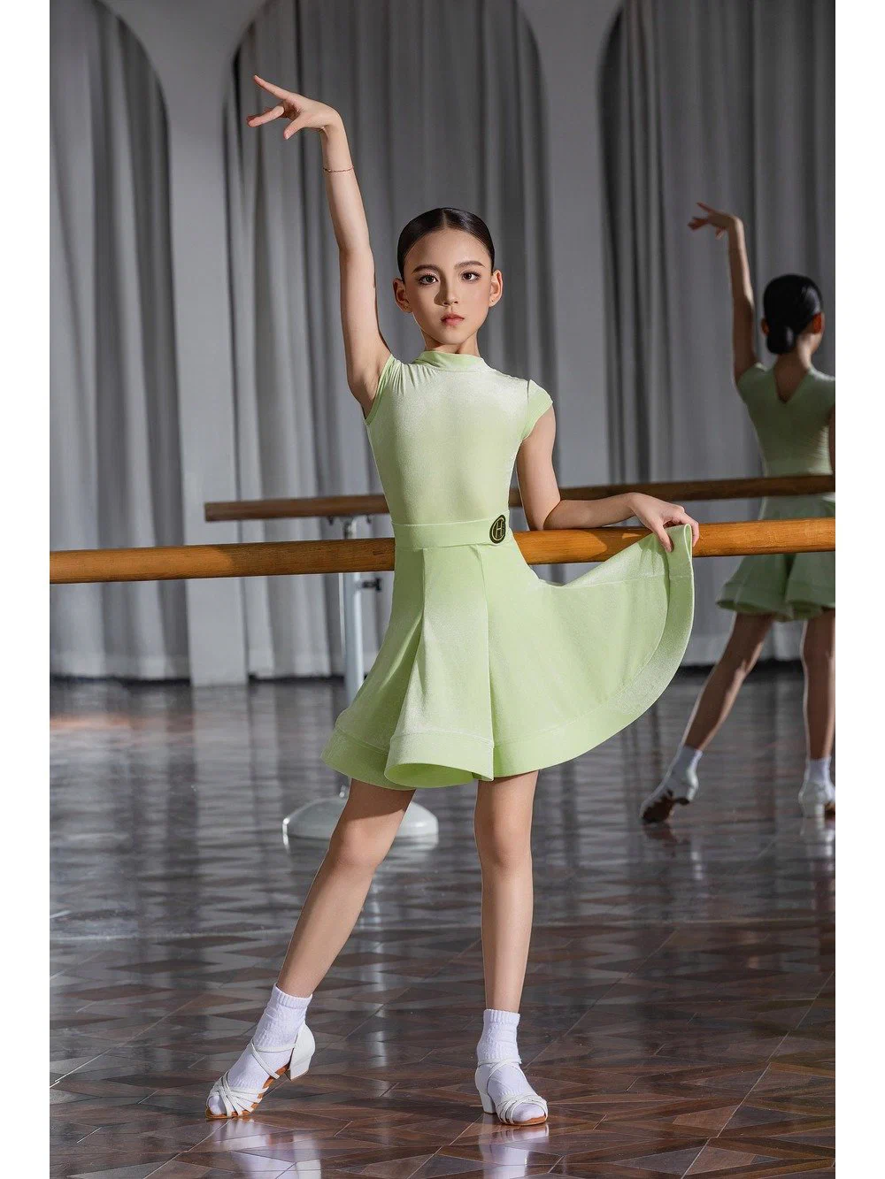 Girls Latin Regulation Costume Short Sleeve Top with Boned Skirt