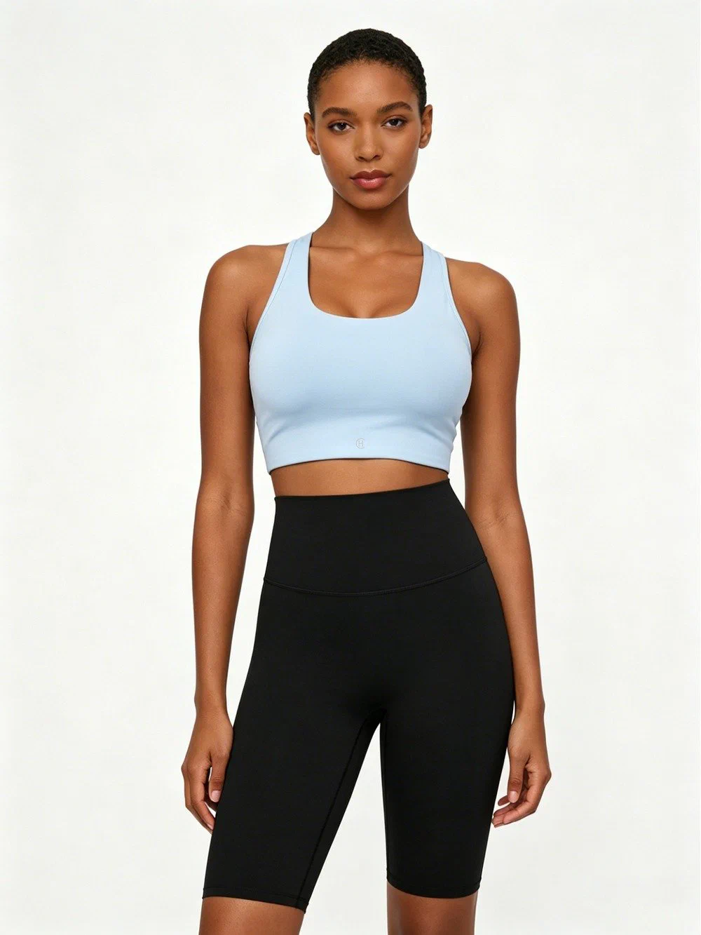 Women's Yoga Set Halter Sports Bra Beautiful Back with 5-Inch Shorts